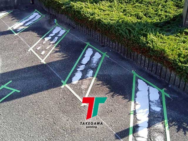 【松阪市】駐車場白線塗装工事|見えにくいラインをしっかり再生